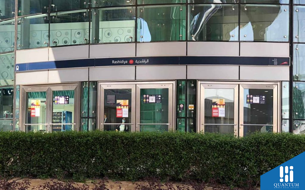 entrance of rashidiya metro station dubai