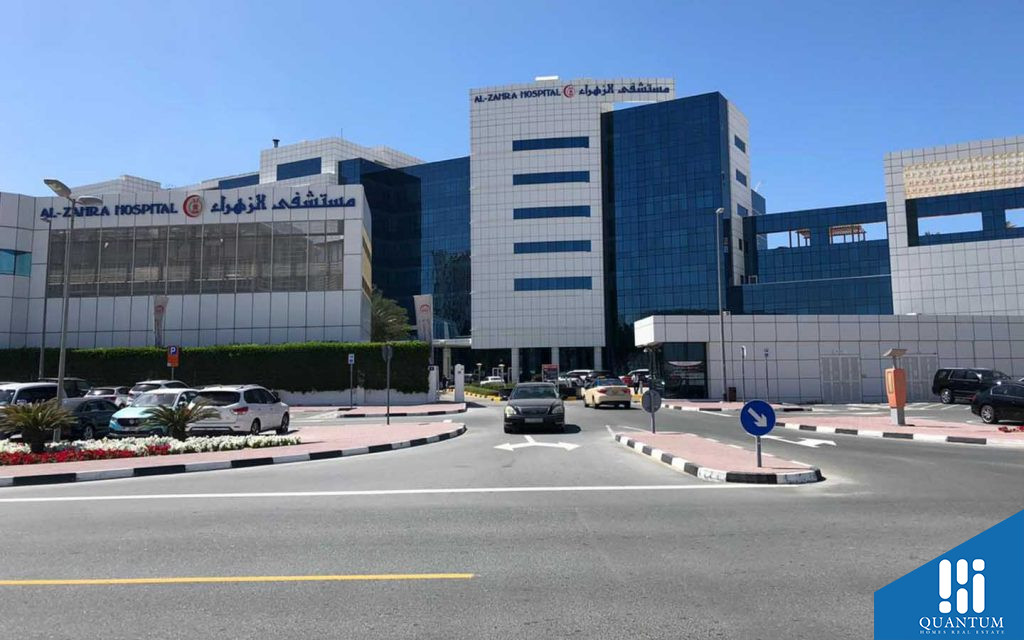 frontal view of Al Zahra Hospital in Al Barsha Dubai