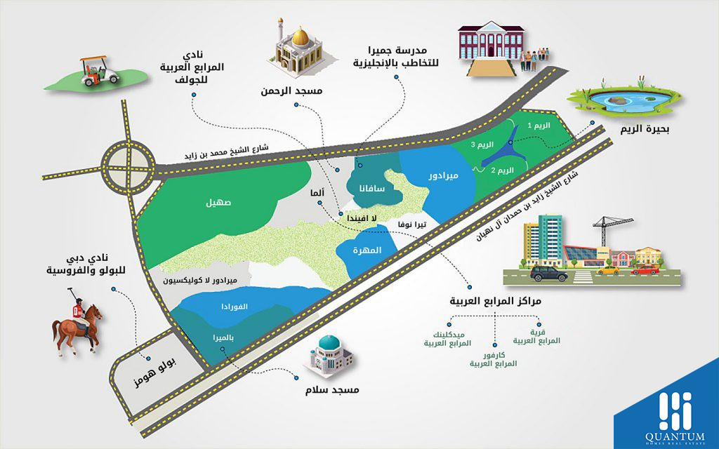 مجمع الريم 1 وأقرب المعالم البارزة منه